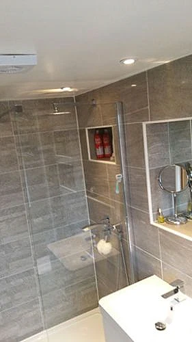 tiled shower